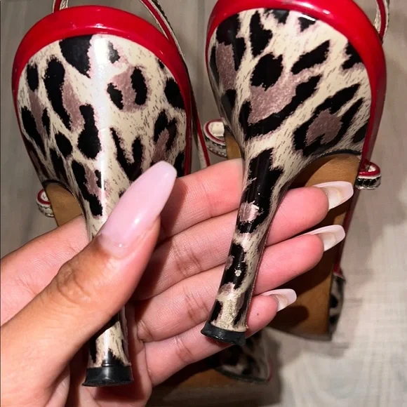 Luciano padovan red leopard print heels - Picture 10 of 11